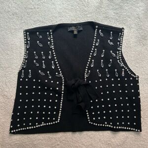 Anthropologie Black Vest with Silver Accents